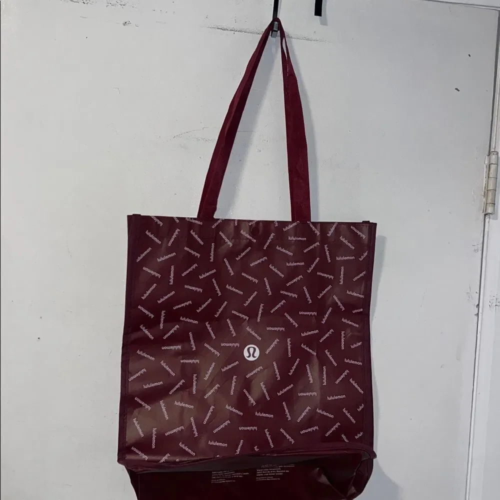 LULULEMON ATHLETICA Maroon and White Reusable Large Tote Bag